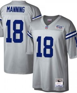 Indianapolis Indianapolis Colts #18 Peyton Manning Mitchell & Ness NFL 100 Retired Player Platinum Jersey Men's