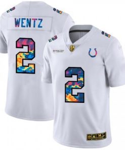 Indianapolis Indianapolis Colts #2 Carson Wentz Men's White Nike Multi-Color 2020 NFL Crucial Catch Limited NFL Jersey Men's