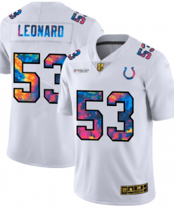 Indianapolis Indianapolis Colts #53 Darius Leonard Men's White Nike Multi-Color 2020 NFL Crucial Catch Limited NFL Jersey Men's
