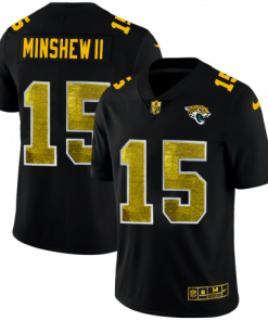 Jacksonville Jacksonville Jaguars #15 Gardner Minshew II Men's Black Nike Golden Sequin Vapor Limited NFL Jersey Men's