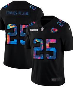 Kansas City Chiefs #25 Clyde Edwards-Helaire Men's Nike Multi-Color Black 2020 NFL Crucial Catch Vapor Untouchable Limited Jersey