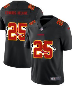 Kansas City Chiefs #25 Clyde Edwards-Helaire Men's Nike Team Logo Dual Overlap Limited NFL Jersey Black