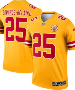 Kansas City Chiefs #25 Clyde Edwards-Helaire Nike Men's Gold Inverted Legend Jersey