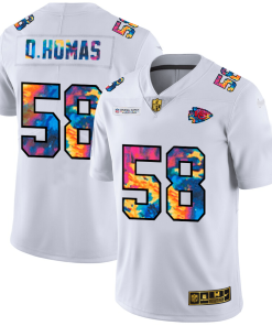 Kansas City Chiefs #58 Derrick Thomas Men's White Nike Multi-Color 2020 NFL Crucial Catch Limited NFL Jersey