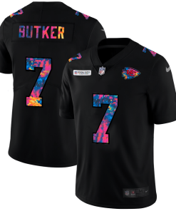 Kansas City Chiefs #7 Harrison Butker Men's Nike Multi-Color Black 2020 NFL Crucial Catch Vapor Untouchable Limited Jersey
