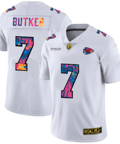 Kansas City Chiefs #7 Harrison Butker Men's White Nike Multi-Color 2020 NFL Crucial Catch Limited NFL Jersey