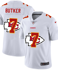 Kansas City Chiefs #7 Harrison Butker White Men's Nike Team Logo Dual Overlap Limited NFL Jersey