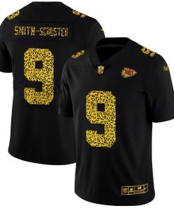 Kansas City Chiefs #9 JuJu Smith-Schuster Men's Nike Leopard Print Fashion Vapor Limited NFL Jersey Black