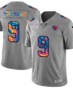 Kansas City Chiefs #9 JuJu Smith-Schuster Men's Nike Multi-Color 2020 NFL Crucial Catch NFL Jersey Greyheather