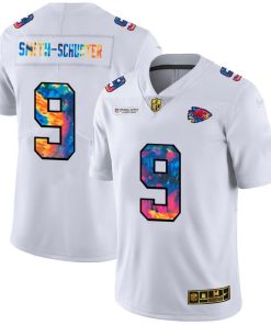 Kansas City Chiefs #9 JuJu Smith-Schuster Men's White Nike Multi-Color 2020 NFL Crucial Catch Limited NFL Jersey