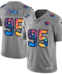 Kansas City Chiefs #95 Chris Jones Men's Nike Multi-Color 2020 NFL Crucial Catch NFL Jersey Greyheather