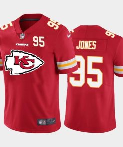 Kansas City Chiefs #95 Chris Jones Red Men's Nike Big Team Logo Player Vapor Limited NFL Jersey