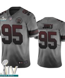 Kansas City Chiefs #95 Chris Jones Smoky Gray Super Bowl LIV 2020 Men's Nike Vapor Limited City Edition NFL Jersey