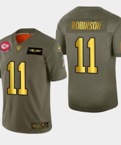 Kansas City Kansas City Chiefs #11 Demarcus Robinson Men's Nike Olive Gold 2019 Salute to Service Limited NFL 100 Jersey Men's