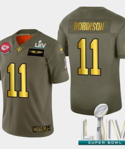 Kansas City Kansas City Chiefs #11 Demarcus Robinson Men's Nike Olive Gold Super Bowl LIV 2020 2019 Salute to Service Limited NFL 100 Jersey Men's