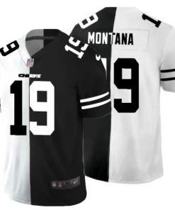 Kansas City Kansas City Chiefs #19 Joe Montana Men's Black V White Peace Split Nike Vapor Untouchable Limited NFL Jersey Men's