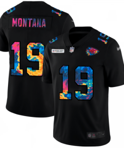 Kansas City Kansas City Chiefs #19 Joe Montana Men's Nike Multi-Color Black 2020 NFL Crucial Catch Vapor Untouchable Limited Jersey Men's