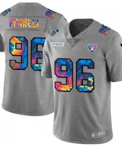 Las Vegas Las Vegas Raiders #96 Clelin Ferrell Men's Nike Multi-Color 2020 NFL Crucial Catch NFL Jersey Greyheather Men's