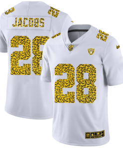 Las Vegas Raiders #28 Josh Jacobs Men's Nike Flocked Leopard Print Vapor Limited NFL Jersey White