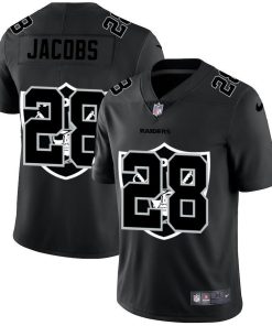 Las Vegas Raiders #28 Josh Jacobs Men's Nike Team Logo Dual Overlap Limited NFL Jersey Black