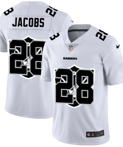 Las Vegas Raiders #28 Josh Jacobs White Men's Nike Team Logo Dual Overlap Limited NFL Jersey