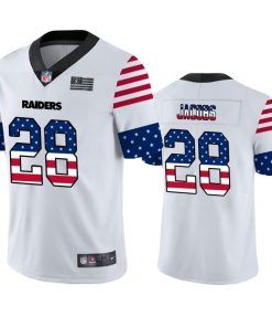 Las Vegas Raiders #28 Josh Jacobs White Men's Nike Team Logo USA Flag Vapor Untouchable Limited NFL Jersey