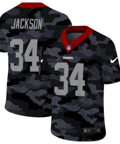 Las Vegas Raiders #34 Bo Jackson Men's Nike 2020 Black CAMO Vapor Untouchable Limited Stitched NFL Jersey