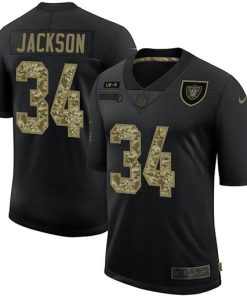Las Vegas Raiders #34 Bo Jackson Men's Nike 2020 Salute To Service Camo Limited NFL Jersey Black