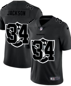 Las Vegas Raiders #34 Bo Jackson Men's Nike Team Logo Dual Overlap Limited NFL Jersey Black