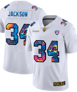 Las Vegas Raiders #34 Bo Jackson Men's White Nike Multi-Color 2020 NFL Crucial Catch Limited NFL Jersey