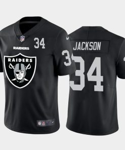 Las Vegas Raiders #34 Bo Jackson Black Men's Nike Big Team Logo Player Vapor Limited NFL Jersey