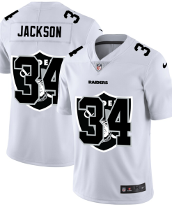 Las Vegas Raiders #34 Bo Jackson White Men's Nike Team Logo Dual Overlap Limited NFL Jersey