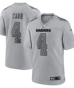 Las Vegas Raiders #4 Derek Carr Men's Gray Atmosphere Fashion Game Jersey