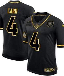 Las Vegas Raiders #4 Derek Carr Men's Nike 2020 Salute To Service Golden Limited NFL Jersey Black
