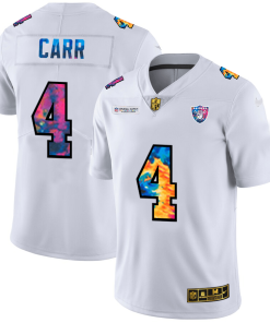 Las Vegas Raiders #4 Derek Carr Men's White Nike Multi-Color 2020 NFL Crucial Catch Limited NFL Jersey