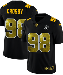 Las Vegas Raiders #98 Maxx Crosby Men's Black Nike Golden Sequin Vapor Limited NFL Jersey