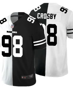 Las Vegas Raiders #98 Maxx Crosby Men's Black V White Peace Split Nike Vapor Untouchable Limited NFL Jersey