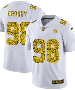Las Vegas Raiders #98 Maxx Crosby Men's Nike Flocked Leopard Print Vapor Limited NFL Jersey White