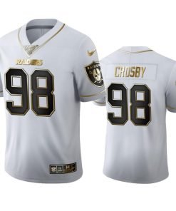 Las Vegas Raiders #98 Maxx Crosby Men's Nike White Golden Edition Vapor Limited NFL 100 Jersey