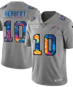 Los Angeles Chargers #10 Justin Herbert Men's Nike Multi-Color 2020 NFL Crucial Catch NFL Jersey Greyheather