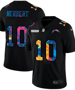 Los Angeles Chargers #10 Justin Herbert Men's Nike Multi-Color Black 2020 NFL Crucial Catch Vapor Untouchable Limited Jersey