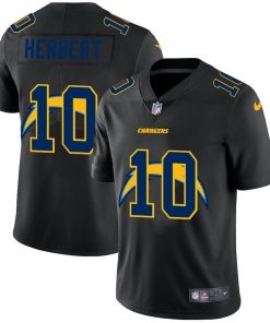 Los Angeles Chargers #10 Justin Herbert Men's Nike Team Logo Dual Overlap Limited NFL Jersey Black