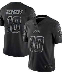 Los Angeles Chargers #10 Justin Herbert Black Men's Nike NFL Black Reflective Limited Jersey