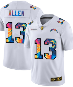 Los Angeles Chargers #13 Keenan Allen Men's White Nike Multi-Color 2020 NFL Crucial Catch Limited NFL Jersey