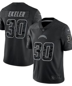 Los Angeles Chargers #30 Austin Ekeler Black Men's Nike NFL Black Reflective Limited Jersey