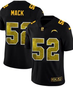 Los Angeles Chargers #52 Khalil Mack Men's Black Nike Golden Sequin Vapor Limited NFL Jersey