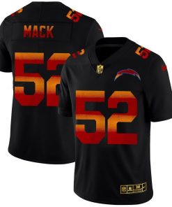 Los Angeles Chargers #52 Khalil Mack Men's Black Nike Red Orange Stripe Vapor Limited NFL Jersey