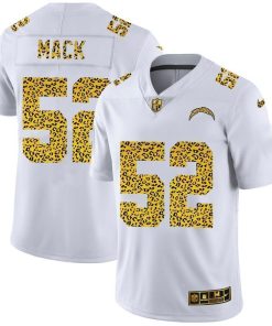 Los Angeles Chargers #52 Khalil Mack Men's Nike Flocked Leopard Print Vapor Limited NFL Jersey White
