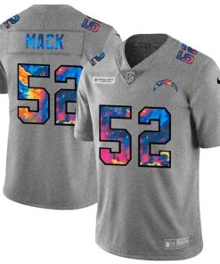 Los Angeles Chargers #52 Khalil Mack Men's Nike Multi-Color 2020 NFL Crucial Catch NFL Jersey Greyheather
