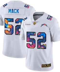 Los Angeles Chargers #52 Khalil Mack Men's White Nike Multi-Color 2020 NFL Crucial Catch Limited NFL Jersey